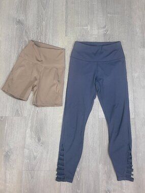 Yogalicious Cutout Leggings & Marika Vented Shorts 2pc Workout Lot Sz Small